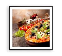 Cuadro Poster de Pared 60x60cm Póster Marco Pizza comida Italia la tradición Art