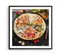 Cuadro Poster de Pared 60x60cm Póster Marco pizza queso tomate Wall Art Prints