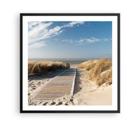 Cuadro Poster de Pared 60x60cm Póster Marco Playa mar pasarela orilla Wall Art