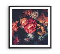 Cuadro Poster de Pared 60x60cm Póster Marco Ramo Flores Rosas Wall Art Prints