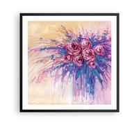 Cuadro Poster de Pared 60x60cm Póster Marco Ramo Flores Rosas Wall Art Prints