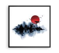 Cuadro Poster de Pared 60x60cm Póster Marco rojo sol puerta Wall Art Prints