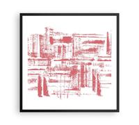 Cuadro Poster de Pared 60x60cm Póster Marco rojo textura patrón Wall Art Prints