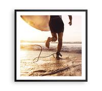 Cuadro Poster de Pared 60x60cm Póster Marco Surf Playa Alegría Wall Art Prints