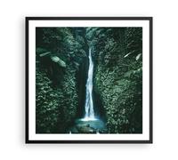 Cuadro Poster de Pared 60x60cm Póster Marco Trópicos Cascada Selva Wall Art