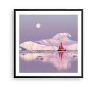 Cuadro Poster de Pared 60x60cm Póster Marco Velero Luna Glaciar Wall Art Prints