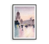 Cuadro Poster de Pared 61x91cm Acuarela Ciudad Monumentos Históricos Wall Art