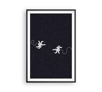 Cuadro Poster de Pared 61x91cm Dibujos animados astronautas cosmos Wall Art
