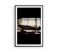 Cuadro Poster de Pared 61x91cm Marco Airplain Hangar vuelo histórico Wall Art