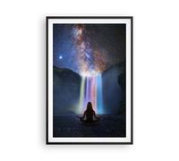 Cuadro Poster de Pared 61x91cm Marco Cascada Las Estrellas Meditación Wall Art