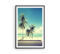 Cuadro Poster de Pared 61x91cm Marco Coche tabla de surf playa océano Wall Art