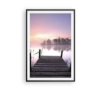 Cuadro Poster de Pared 61x91cm Marco Mañana salida del sol niebla lago Wall Art