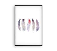 Cuadro Poster de Pared 61x91cm Marco Pluma Animal Pájaro composición Wall Art