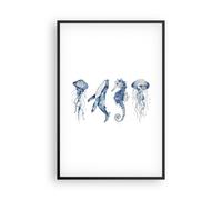 Cuadro Poster de Pared 61x91cm Póster Marco Animales Marinos Infantiles Wall Art