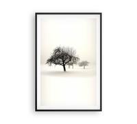 Cuadro Poster de Pared 61x91cm Póster Marco árboles nieve niebla Wall Art Prints
