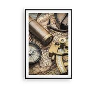 Cuadro Poster de Pared 61x91cm Póster Marco brújula brújula mapa Wall Art Prints
