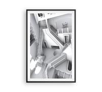 Cuadro Poster de Pared 61x91cm Póster Marco Ciencia Ilusión Escaleras Wall Art