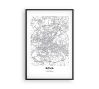 Cuadro Poster de Pared 61x91cm Póster Marco Ciudad Mapa Roma Wall Art Prints