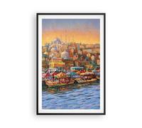 Cuadro Poster de Pared 61x91cm Póster Marco Colores Ciudad Turquía Wall Art