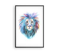 Cuadro Poster de Pared 61x91cm Póster Marco Colorido león melena Wall Art Prints