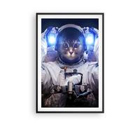 Cuadro Poster de Pared 61x91cm Póster Marco cosmonauta gato Wall Art Prints
