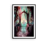 Cuadro Poster de Pared 61x91cm Póster Marco Fantasía Puerta Jardín Wall Art