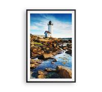 Cuadro Poster de Pared 61x91cm Póster Marco Faro orilla nube Paisaje Wall Art