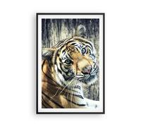 Cuadro Poster de Pared 61x91cm Póster Marco India piedra tigre salvaje Wall Art