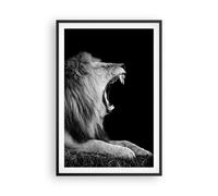 Cuadro Poster de Pared 61x91cm Póster Marco León Bostezo Blanco Y Negro Wall Art