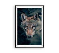 Cuadro Poster de Pared 61x91cm Póster Marco lobo bosque depredador Wall Art