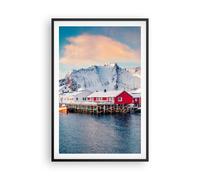 Cuadro Poster de Pared 61x91cm Póster Marco Lofoten Aldea Pesca Wall Art Prints