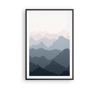 Cuadro Poster de Pared 61x91cm Póster Marco Montañas Gráficos Crayón Wall Art