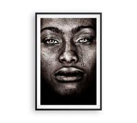 Cuadro Poster de Pared 61x91cm Póster Marco Negro Retrato Lágrima Wall Art