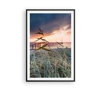Cuadro Poster de Pared 61x91cm Póster Marco Playa Hierba Horizonte Wall Art