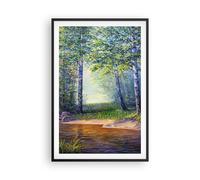 Cuadro Poster de Pared 61x91cm Póster Marco prado agua arbol Wall Art Prints