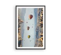 Cuadro Poster de Pared 61x91cm Póster Marco Surrealismo Vuelo Globos Wall Art