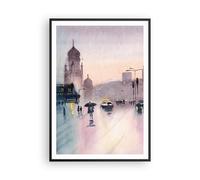 Cuadro Poster de Pared 70x100cm Acuarela Ciudad Monumentos Históricos Wall Art