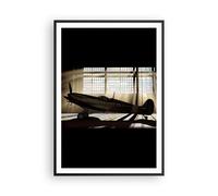 Cuadro Poster de Pared 70x100cm Marco Airplain Hangar vuelo histórico Wall Art