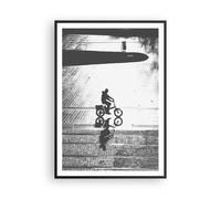 Cuadro Poster de Pared 70x100cm Marco Blanco Y Negro Ciclista Soledad Wall Art