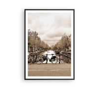 Cuadro Poster de Pared 70x100cm Marco Canal Bicicletas Amsterdam centro Wall Art