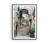 Cuadro Poster de Pared 70x100cm Marco Croacia Escaleras Dubrovnik Wall Art