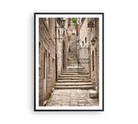 Cuadro Poster de Pared 70x100cm Marco Escaleras Croacia Dubrovnik Wall Art