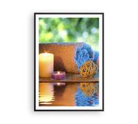 Cuadro Poster de Pared 70x100cm Marco Naturaleza relajación spa velas Wall Art