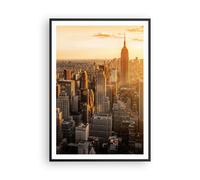 Cuadro Póster Marco Negro 70x100 cm Arquitectura Ciudades - 2672 - P2B | Nueva York Rascacielos Manhattan Moderno Vertical Cuadros de Pared Decoración Cuadro Decorativo Salón Dormitorio ARTTOR