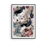Cuadro Poster de Pared 70x100cm Marco pavos reales pichones flamencos Wall Art