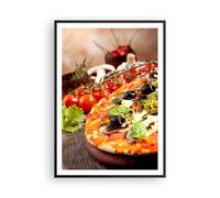 Cuadro Poster de Pared 70x100cm Marco Pizza comida Italia la tradición Wall Art
