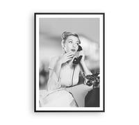 Cuadro Poster de Pared 70x100cm Marco Vintage Blanco Y Negro Telefonear Wall Art