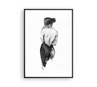 Cuadro Poster de Pared 70x100cm Póster Marco Acuarela Mujer Desnudez Wall Art