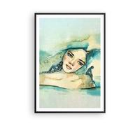 Cuadro Poster de Pared 70x100cm Póster Marco Acuarela Mujer Emociones Wall Art