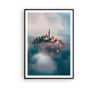 Cuadro Poster de Pared 70x100cm Póster Marco Alpes Bled Iglesia Wall Art Prints